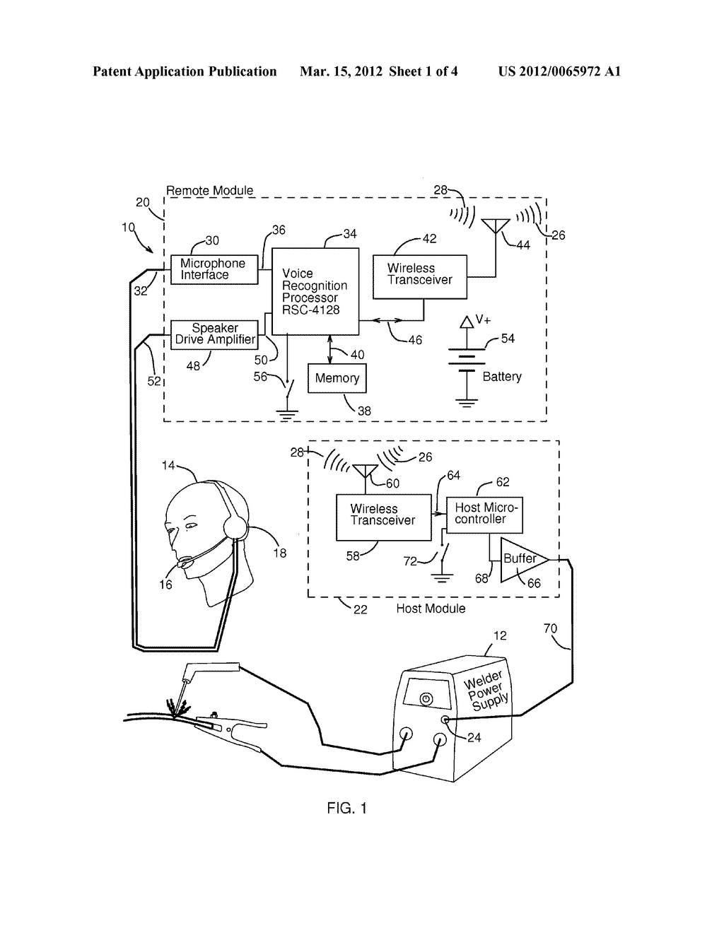 WIRELESS VOICE RECOGNITION CONTROL SYSTEM FOR CONTROLLING A WELDER POWER     SUPPLY BY VOICE COMMANDS - diagram, schematic, and image 02