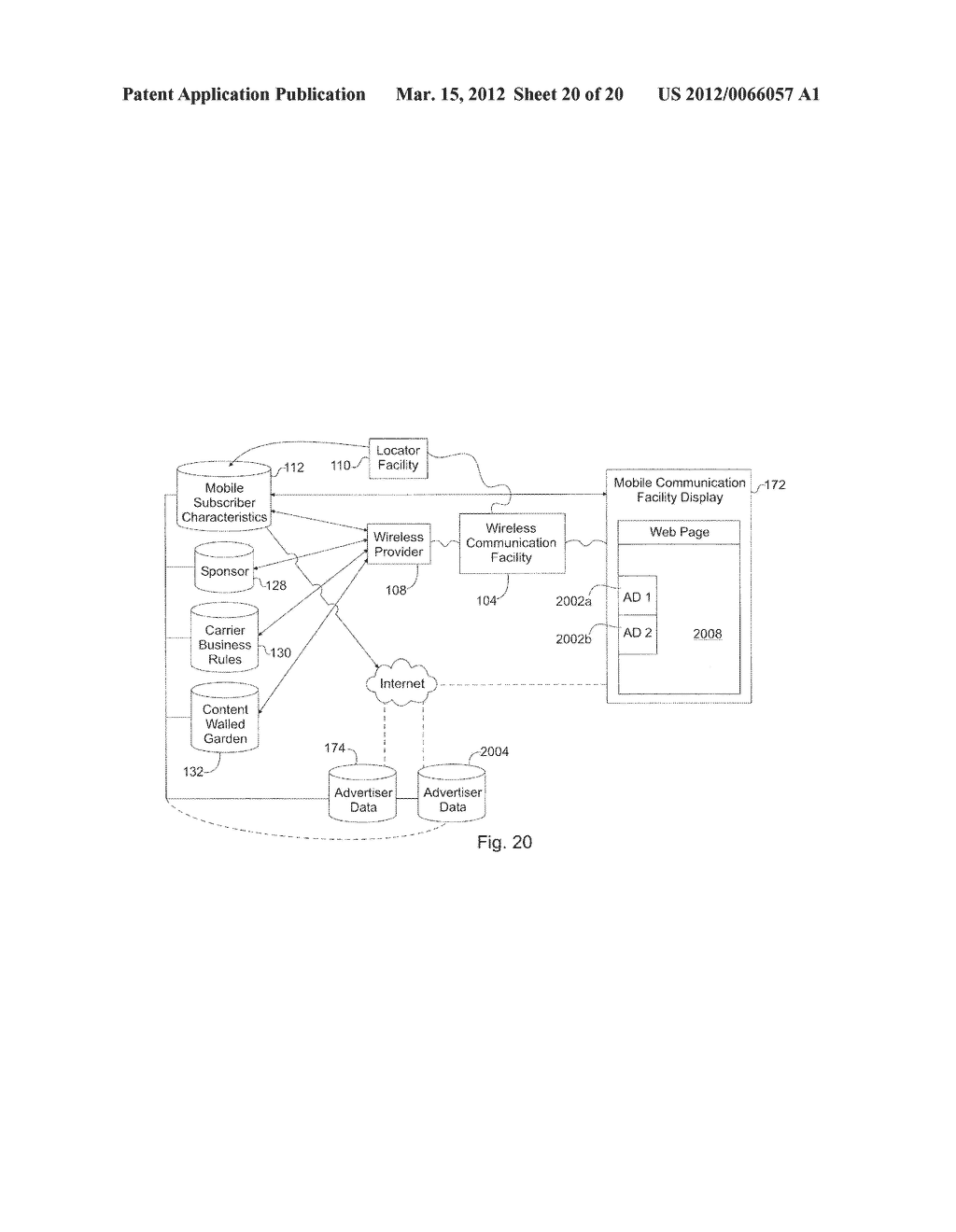 SYSTEM FOR TARGETING ADVERTISING CONTENT TO A PLURALITY OF MOBILE     COMMUNICATION FACILITIES - diagram, schematic, and image 22