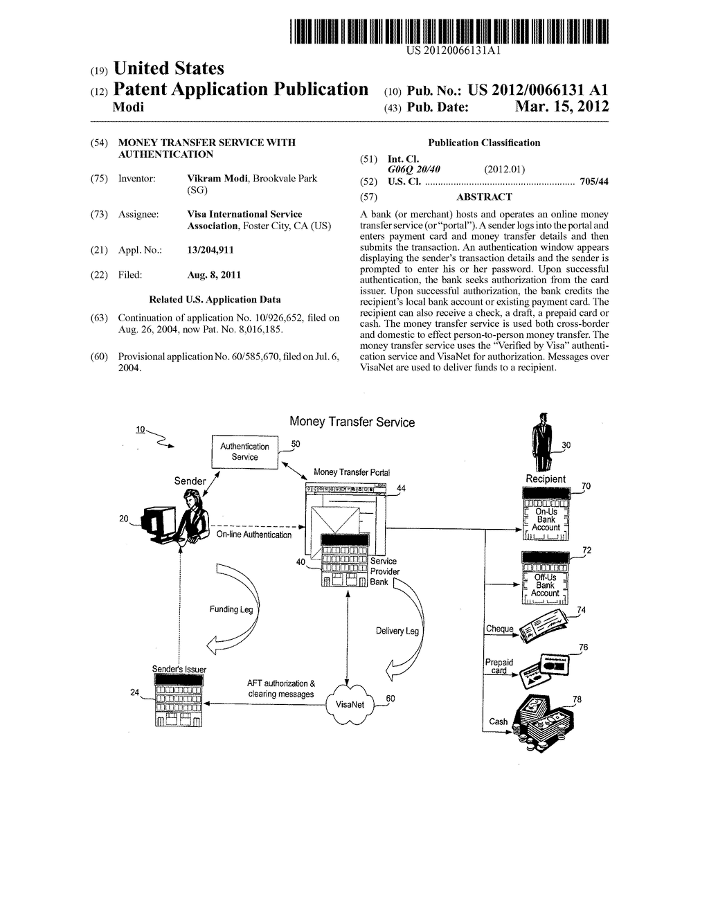 MONEY TRANSFER SERVICE WITH AUTHENTICATION - diagram, schematic, and image 01