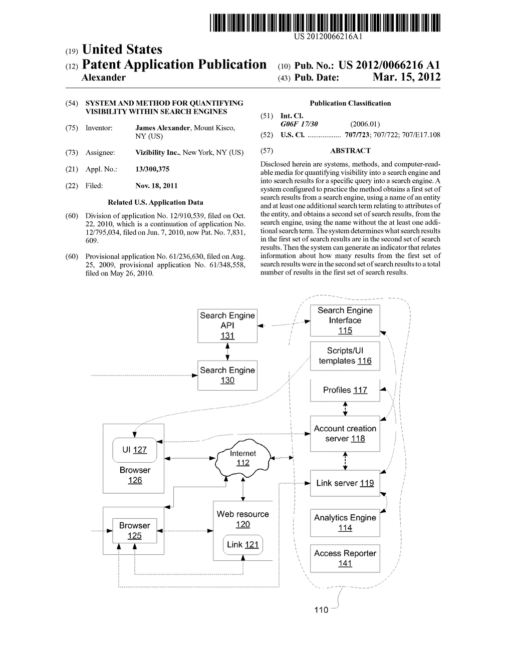 SYSTEM AND METHOD FOR QUANTIFYING VISIBILITY WITHIN SEARCH ENGINES - diagram, schematic, and image 01