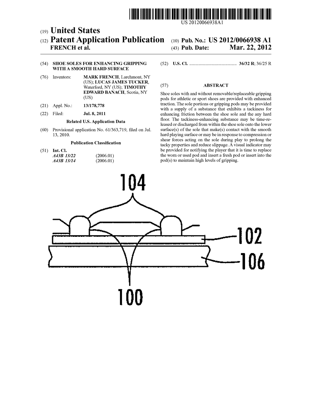 SHOE SOLES FOR ENHANCING GRIPPING WITH A SMOOTH HARD SURFACE - diagram, schematic, and image 01