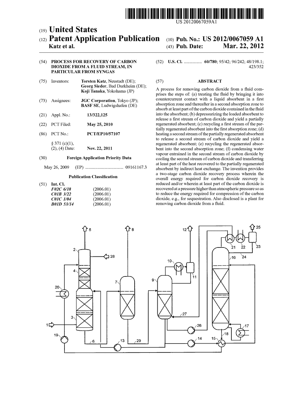 PROCESS FOR RECOVERY OF CARBON DIOXIDE FROM A FLUID STREAM, IN PARTICULAR     FROM SYNGAS - diagram, schematic, and image 01