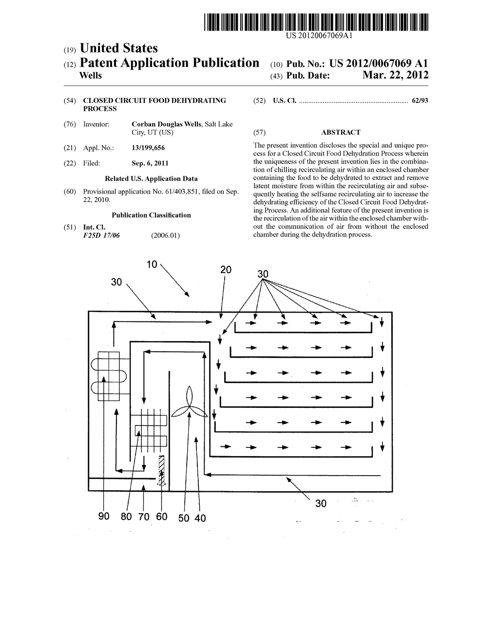 Closed circuit food dehydrating process - diagram, schematic, and image 01