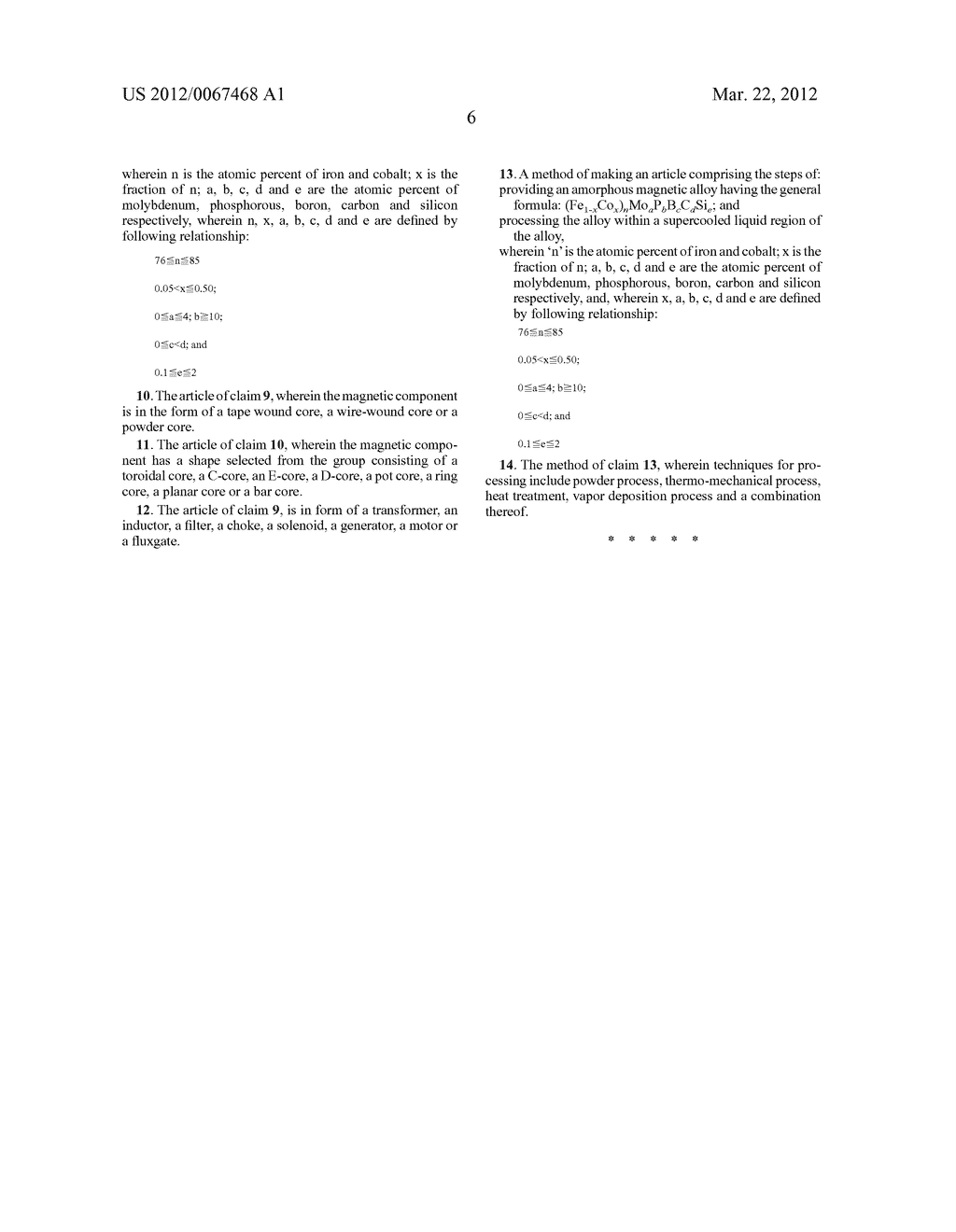 AMORPHOUS MAGNETIC ALLOYS, ASSOCIATED ARTICLES AND METHODS - diagram, schematic, and image 11