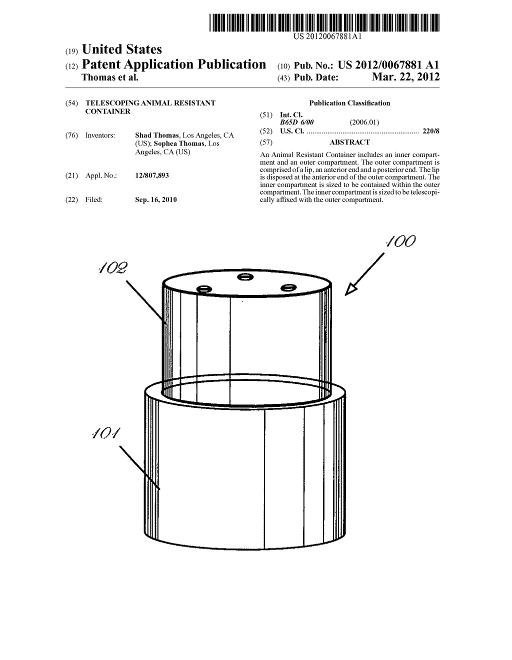 Telescoping animal resistant container - diagram, schematic, and image 01