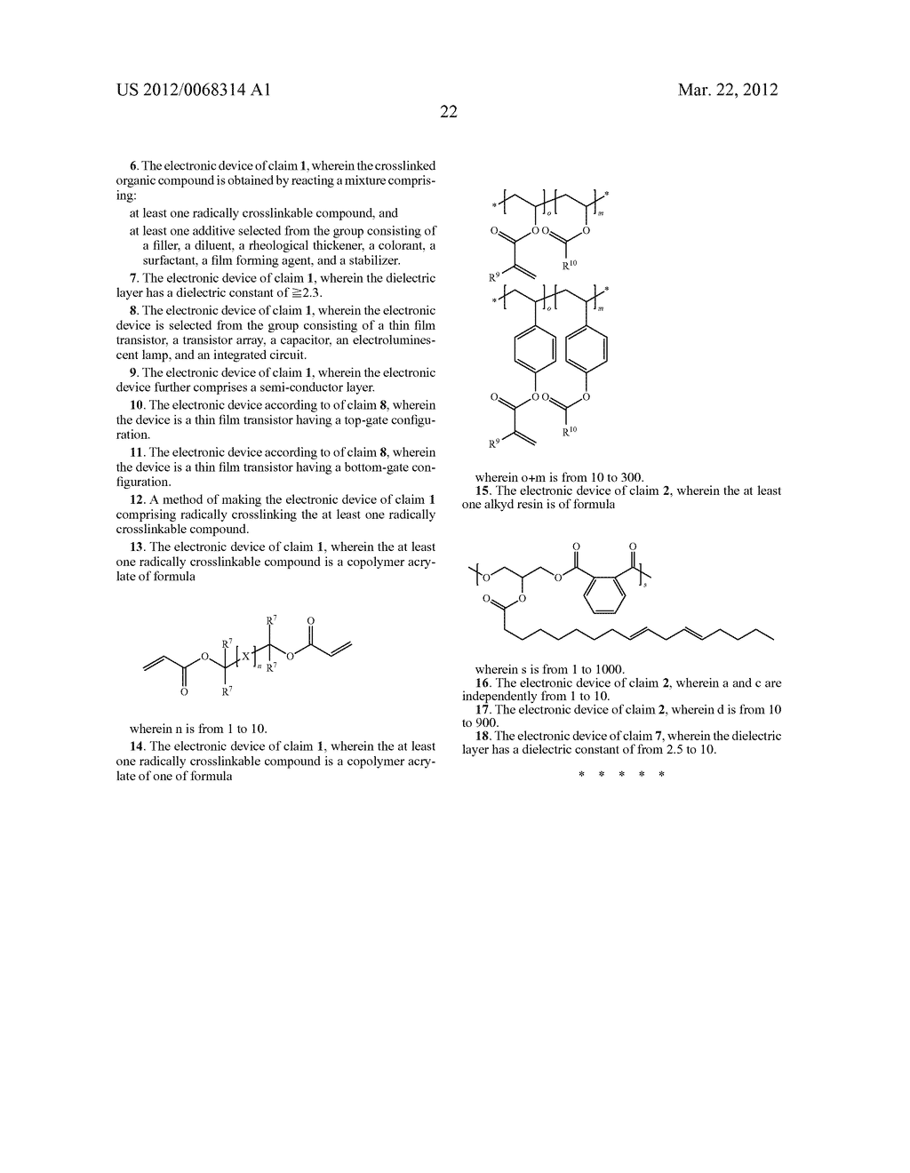 CROSSLINKABLE DIELECTRICS AND METHODS OF PREPARATION AND USE THEREOF - diagram, schematic, and image 31