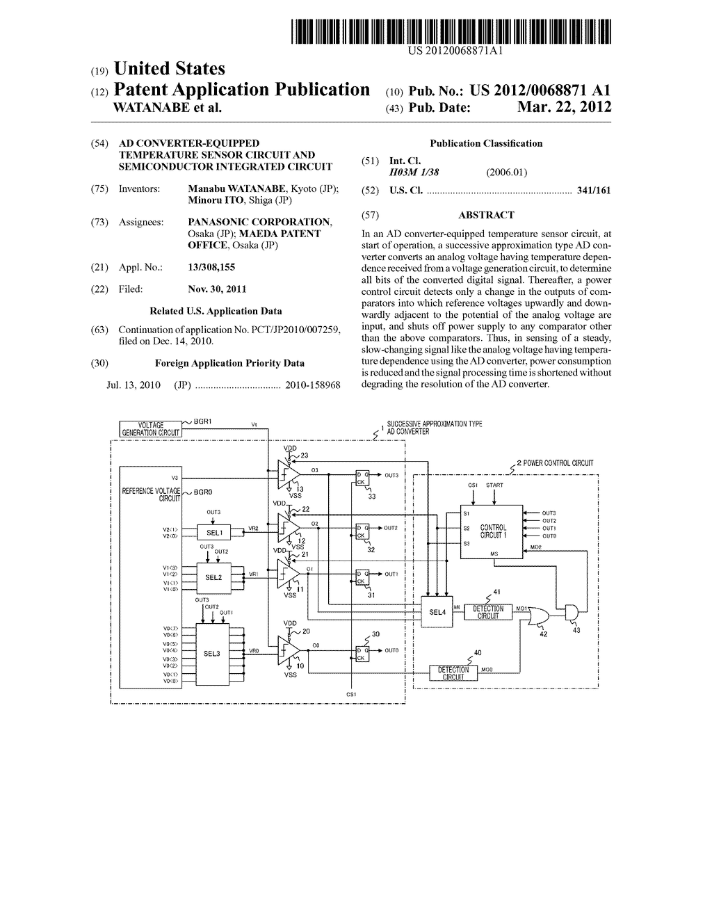 AD CONVERTER-EQUIPPED TEMPERATURE SENSOR CIRCUIT AND SEMICONDUCTOR     INTEGRATED CIRCUIT - diagram, schematic, and image 01