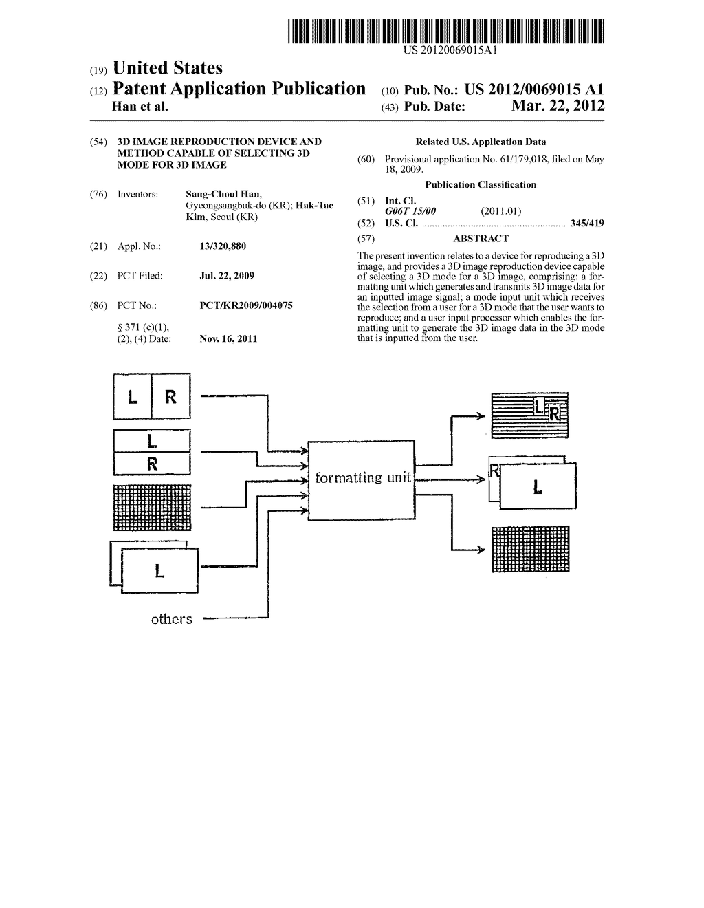 3D IMAGE REPRODUCTION DEVICE AND METHOD CAPABLE OF SELECTING 3D MODE FOR     3D IMAGE - diagram, schematic, and image 01