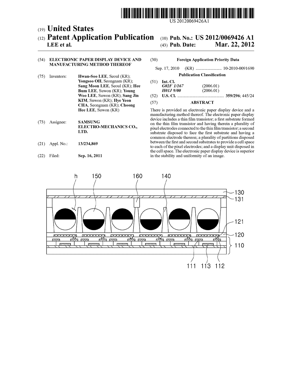 ELECTRONIC PAPER DISPLAY DEVICE AND MANUFACTURING METHOD THEREOF - diagram, schematic, and image 01