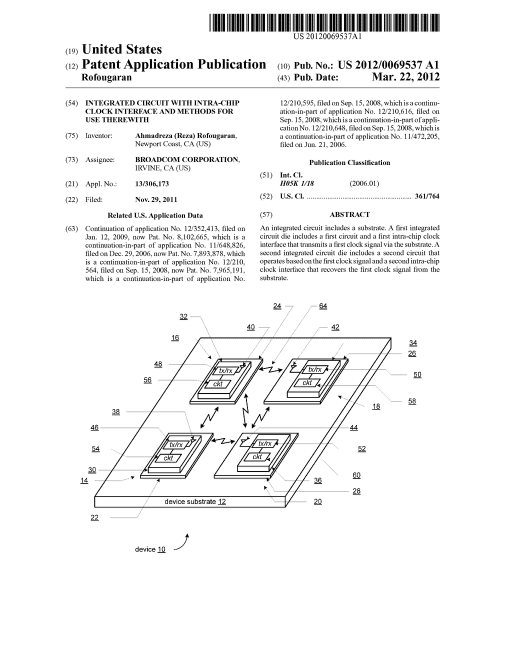 INTEGRATED CIRCUIT WITH INTRA-CHIP CLOCK INTERFACE AND METHODS FOR USE     THEREWITH - diagram, schematic, and image 01