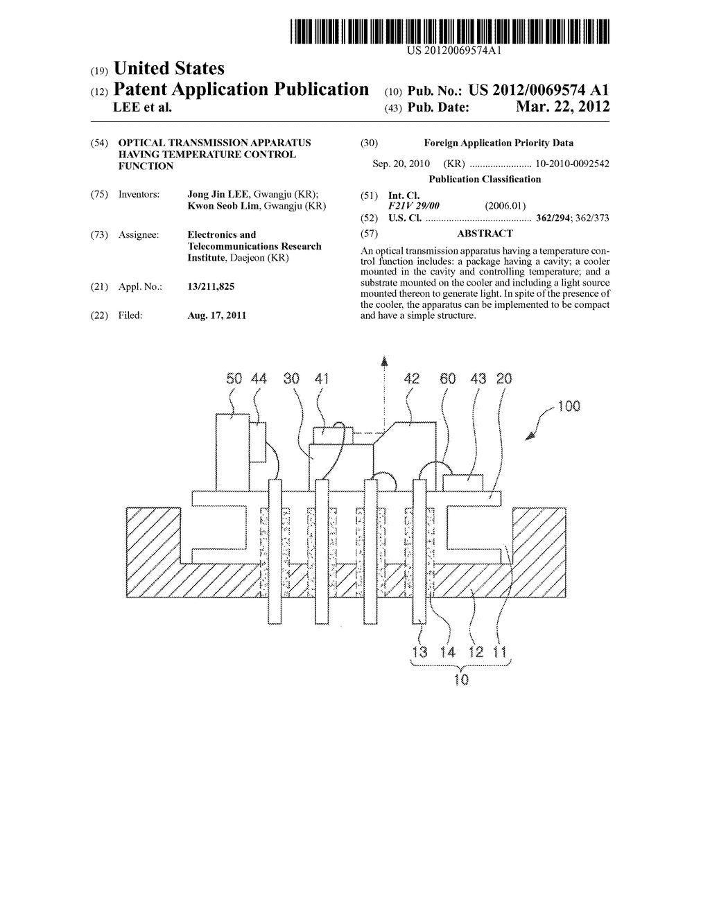 OPTICAL TRANSMISSION APPARATUS HAVING TEMPERATURE CONTROL FUNCTION - diagram, schematic, and image 01