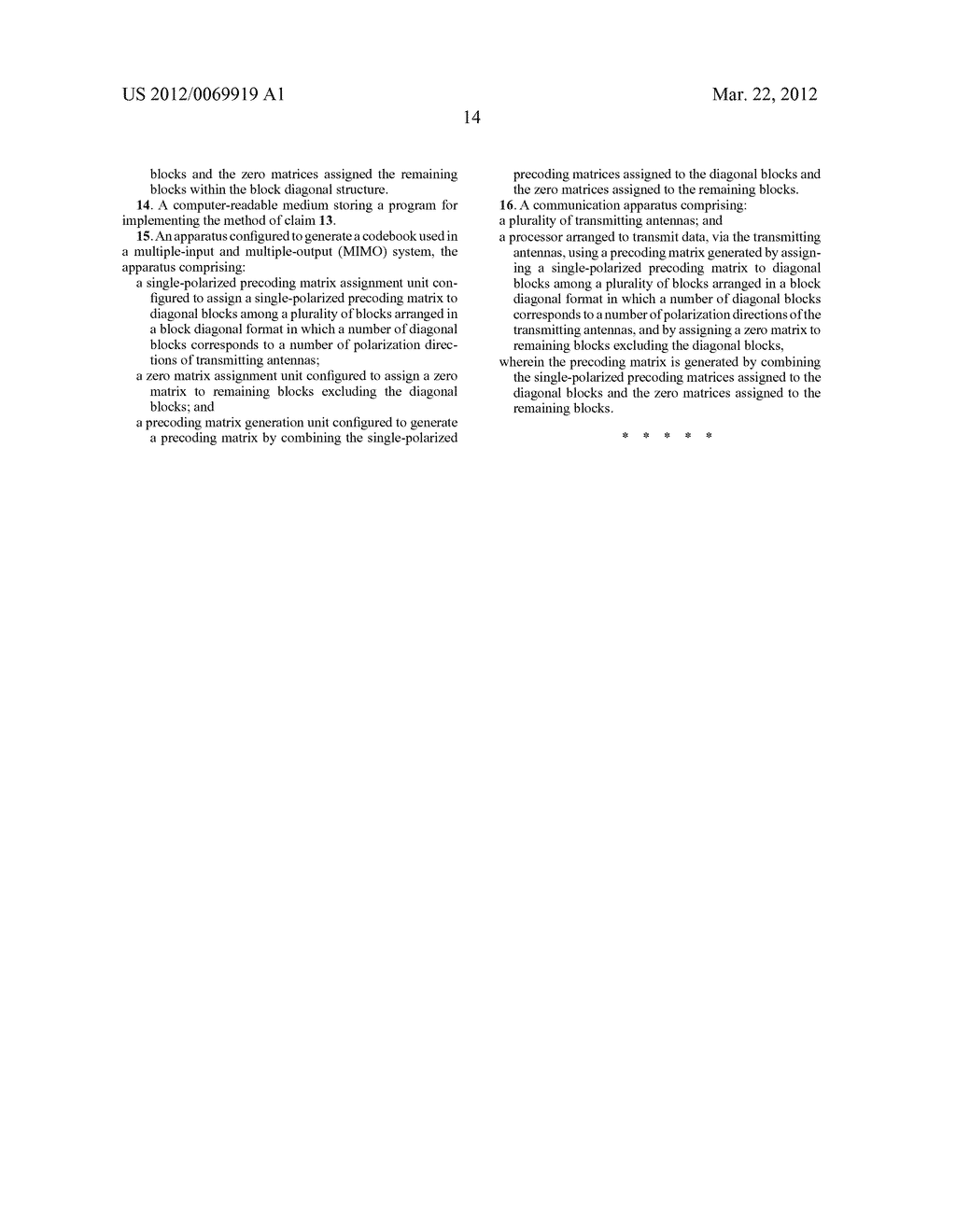 CODEBOOK GENERATING METHOD AND APPARATUS FOR GENERATING A CODEBOOK FOR     MULTI-POLARIZED MULTIPLE-INPUT MULTIPLE-OUTPUT (MIMO) SYSTEMS - diagram, schematic, and image 20