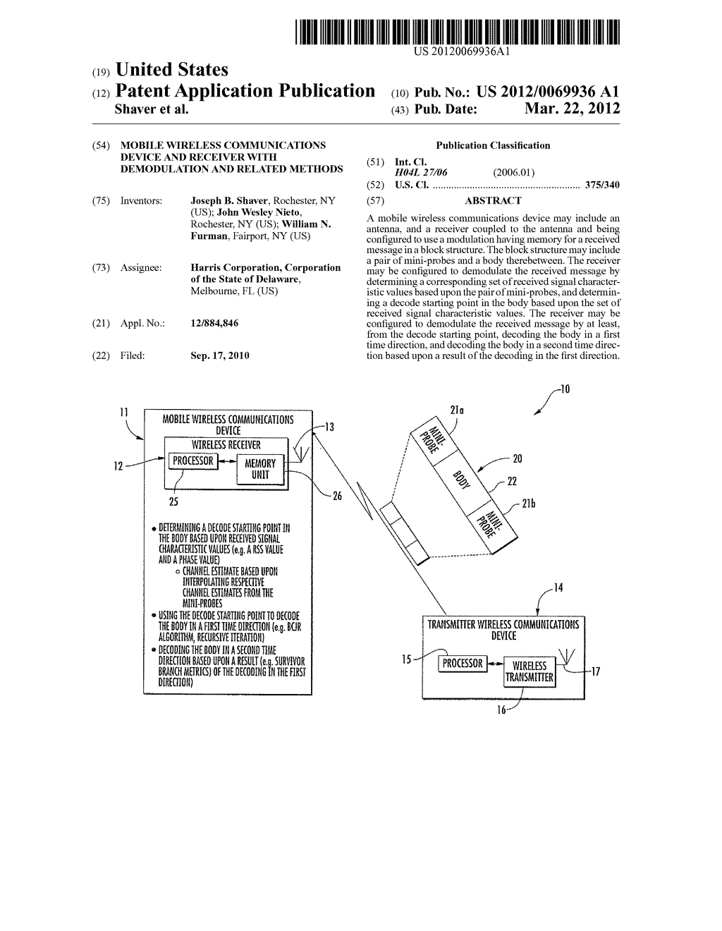 MOBILE WIRELESS COMMUNICATIONS DEVICE AND RECEIVER WITH DEMODULATION AND     RELATED METHODS - diagram, schematic, and image 01