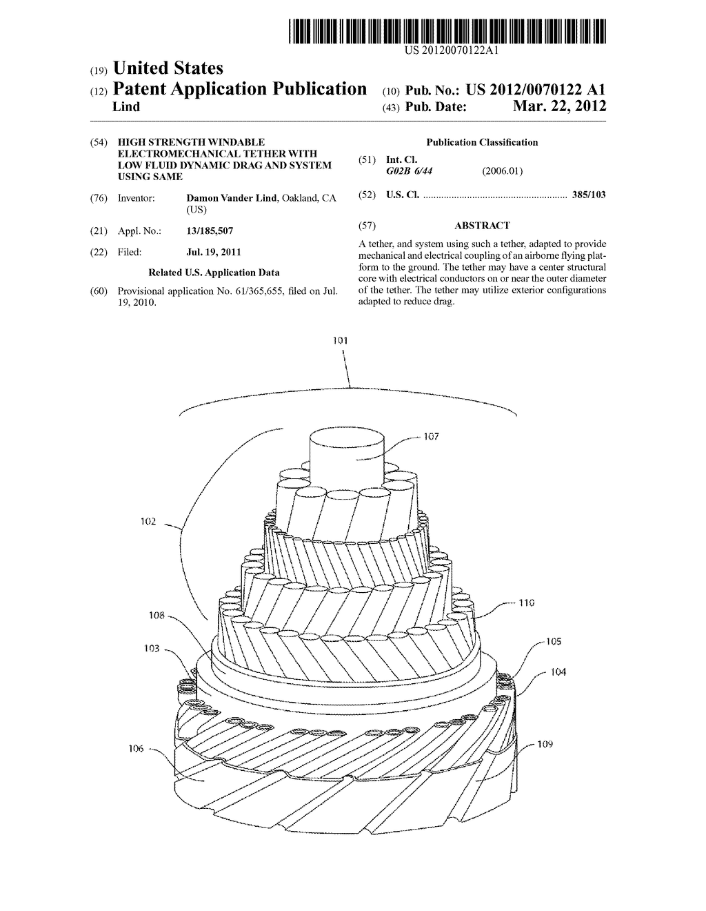 High Strength Windable Electromechanical Tether With Low Fluid Dynamic     Drag And System Using Same - diagram, schematic, and image 01