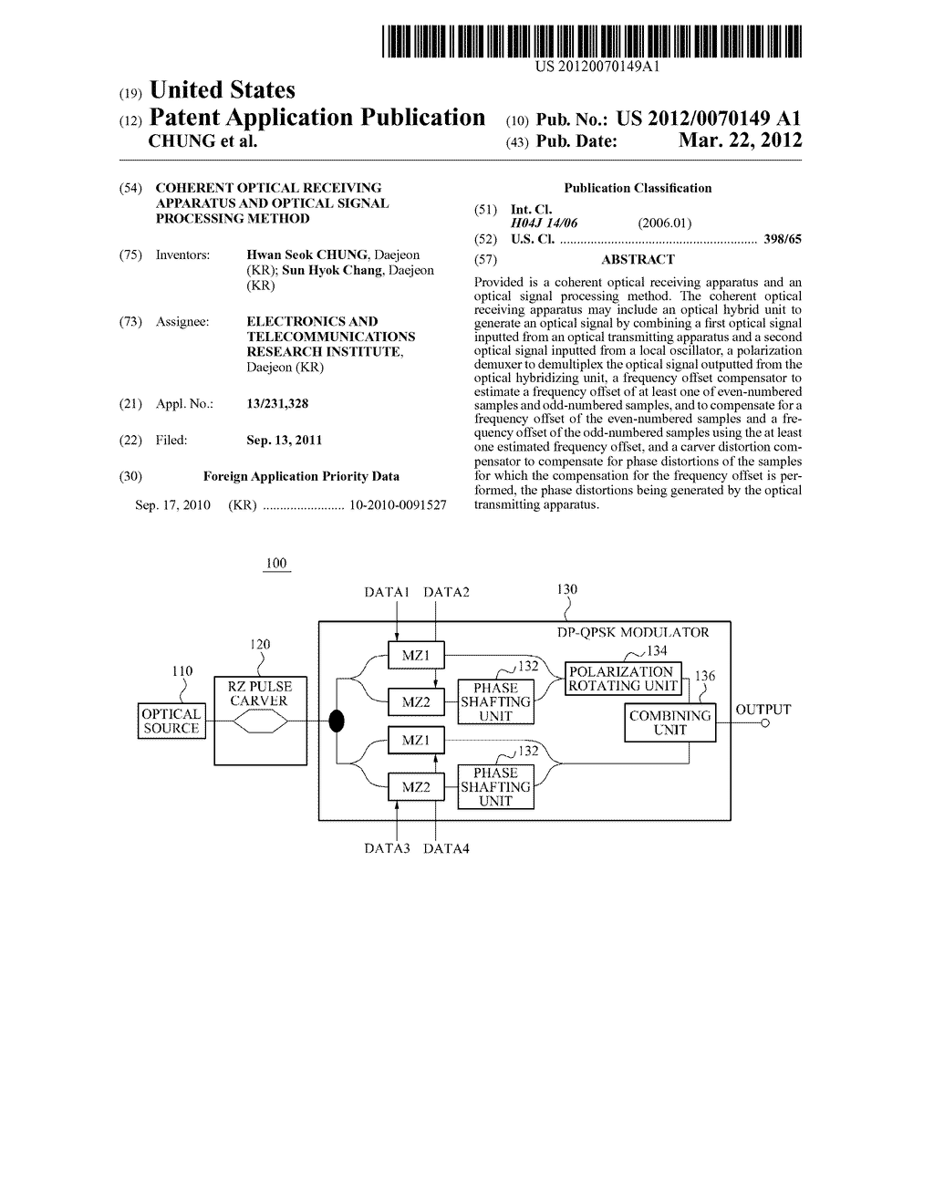 COHERENT OPTICAL RECEIVING APPARATUS AND OPTICAL SIGNAL PROCESSING METHOD - diagram, schematic, and image 01