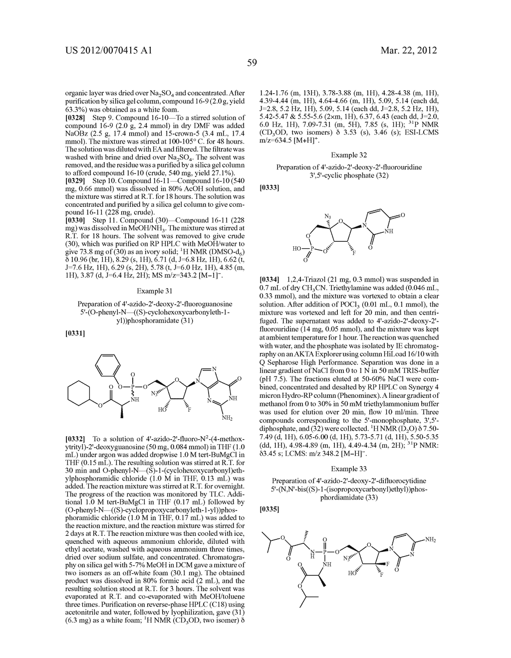 AZIDO NUCLEOSIDES AND NUCLEOTIDE ANALOGS - diagram, schematic, and image 61