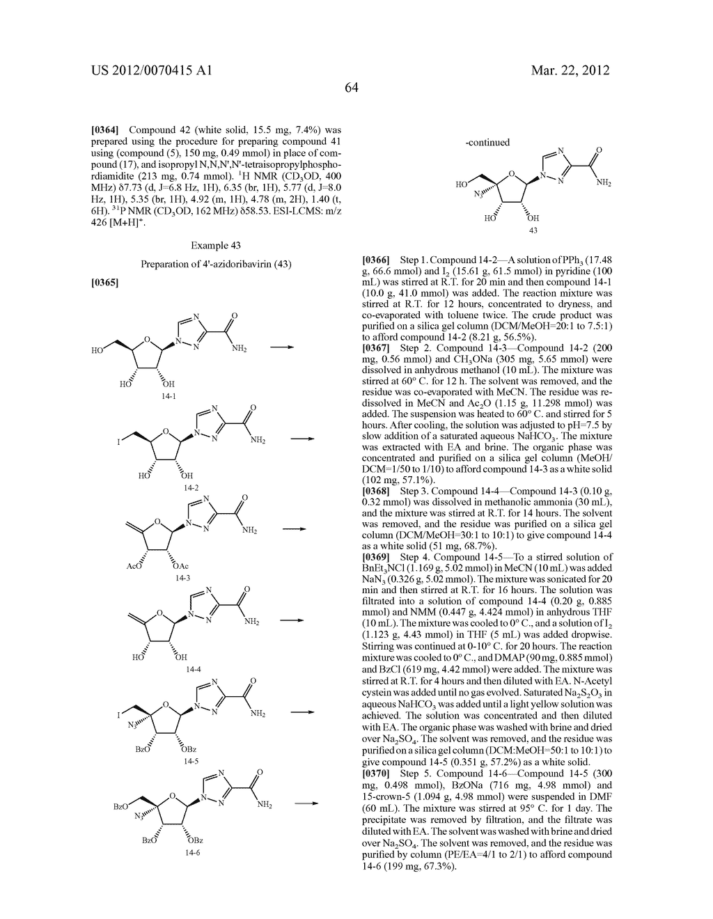 AZIDO NUCLEOSIDES AND NUCLEOTIDE ANALOGS - diagram, schematic, and image 66