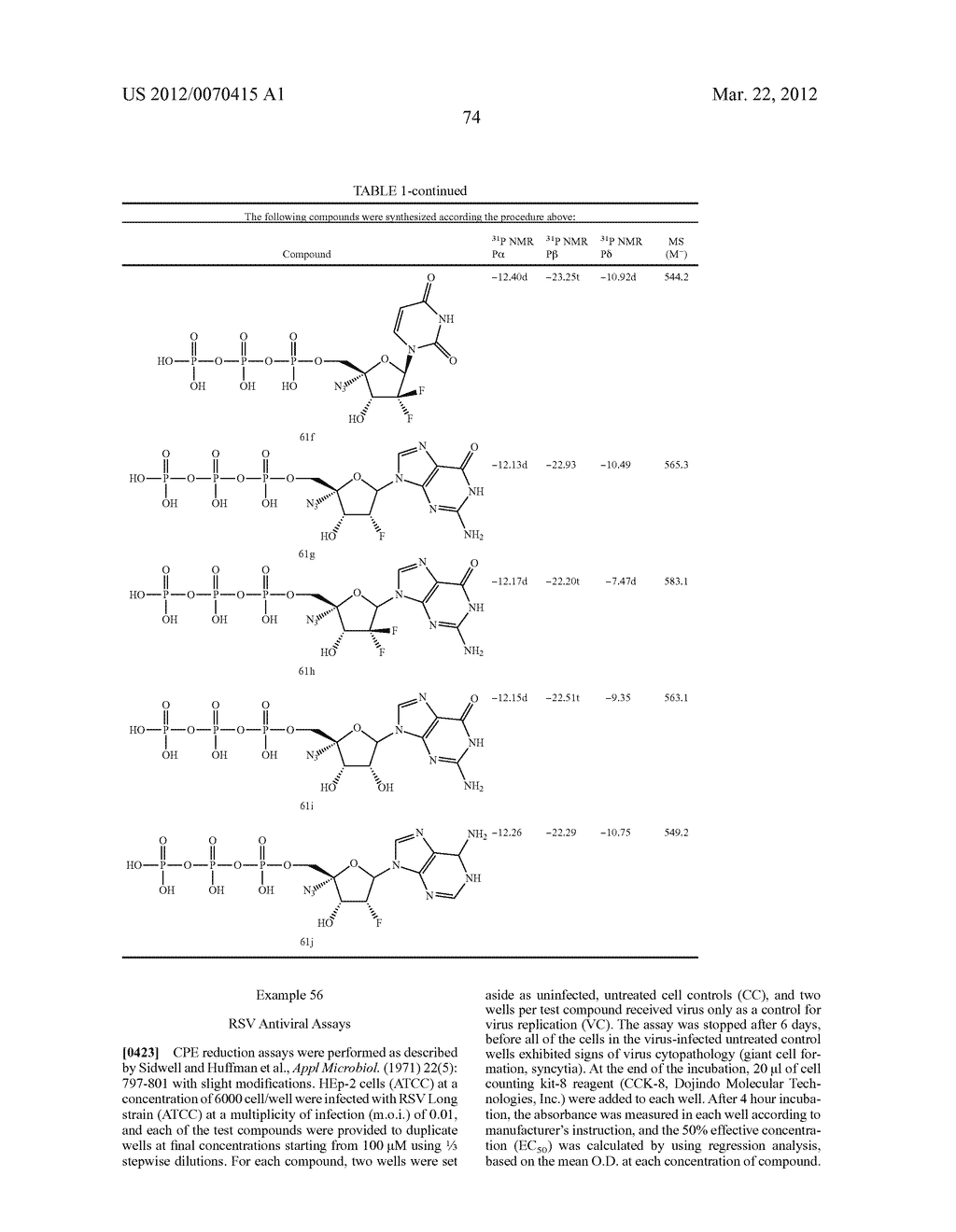 AZIDO NUCLEOSIDES AND NUCLEOTIDE ANALOGS - diagram, schematic, and image 76