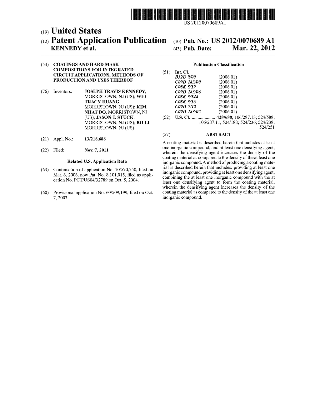 Coatings and Hard Mask Compositions for Integrated Circuit Applications,     Methods of Production and Uses Thereof - diagram, schematic, and image 01