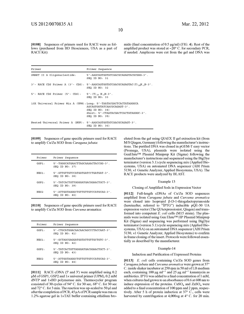 Method of Cloning Stable Stress Tolerant Superoxide Dismutase Using     Universal Primers - diagram, schematic, and image 18