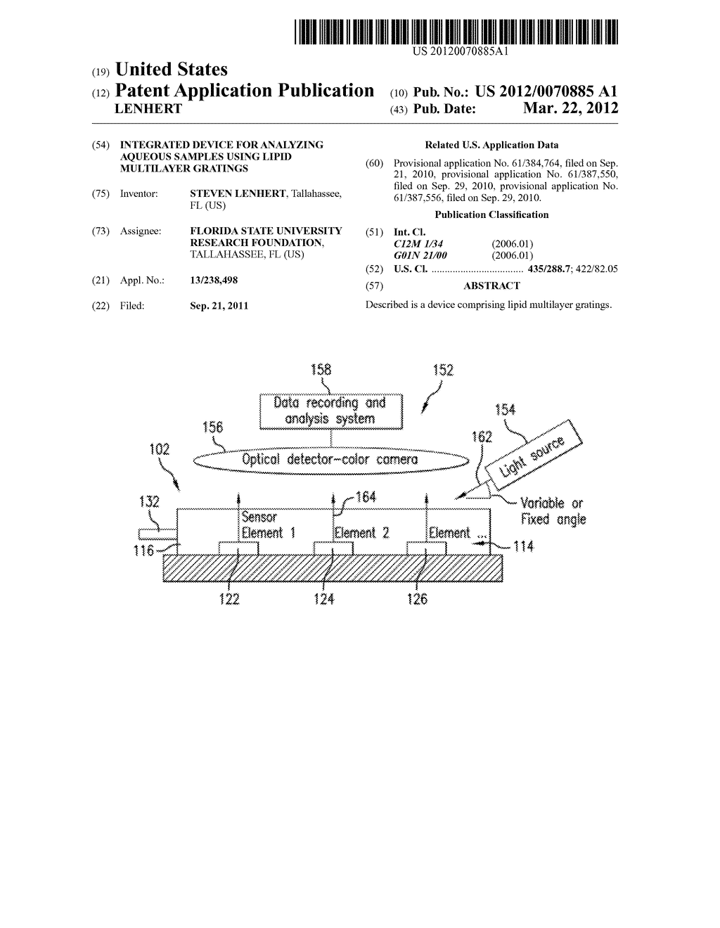 INTEGRATED DEVICE FOR ANALYZING AQUEOUS SAMPLES USING LIPID MULTILAYER     GRATINGS - diagram, schematic, and image 01