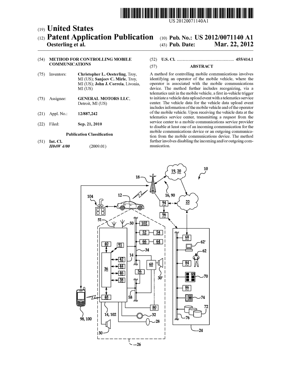 METHOD FOR CONTROLLING MOBILE COMMUNICATIONS - diagram, schematic, and image 01