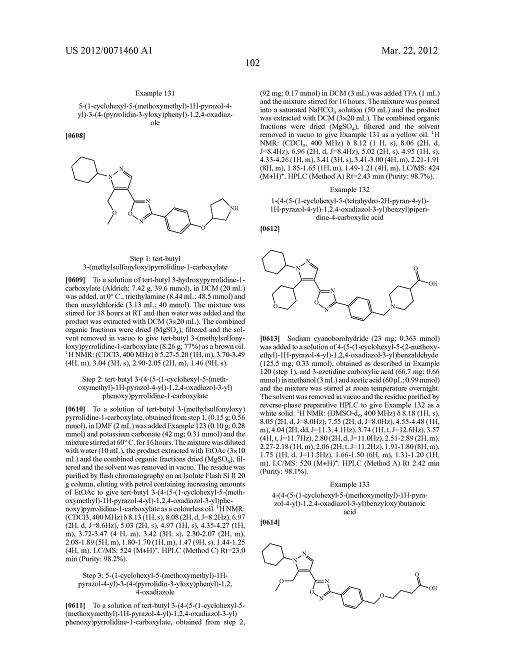 PYRAZOLE OXADIAZOLE DERIVATIVES AS S1P1 AGONISTS - diagram, schematic, and image 103