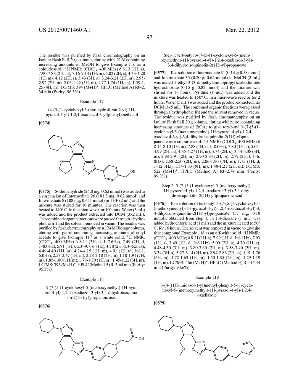 PYRAZOLE OXADIAZOLE DERIVATIVES AS S1P1 AGONISTS - diagram, schematic, and image 98