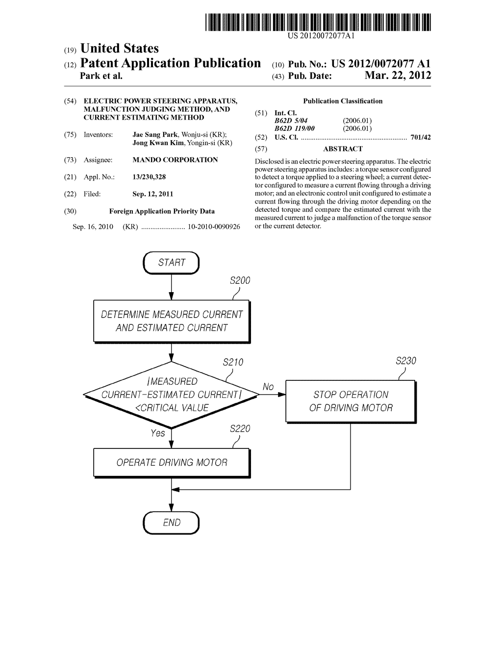 ELECTRIC POWER STEERING APPARATUS, MALFUNCTION JUDGING METHOD, AND CURRENT     ESTIMATING METHOD - diagram, schematic, and image 01