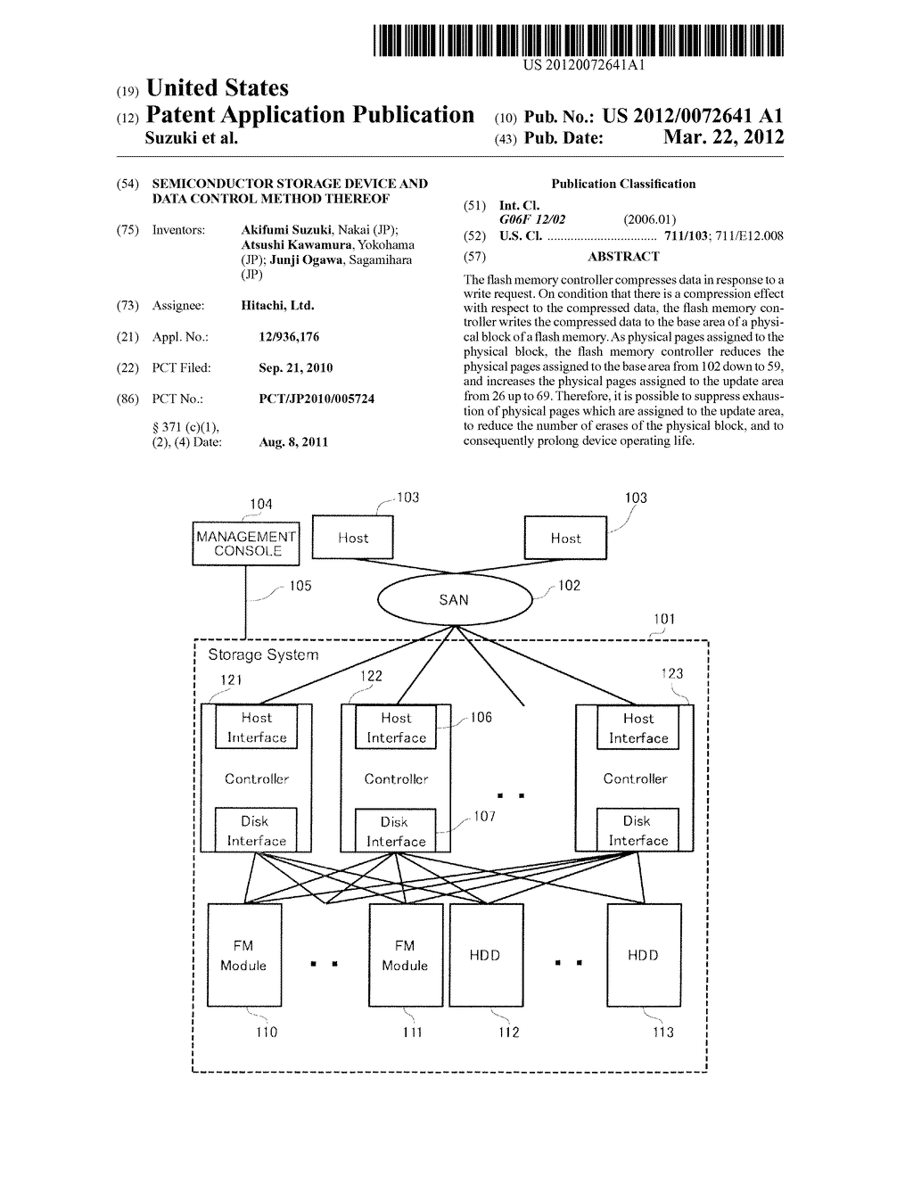 SEMICONDUCTOR STORAGE DEVICE AND DATA CONTROL METHOD THEREOF - diagram, schematic, and image 01