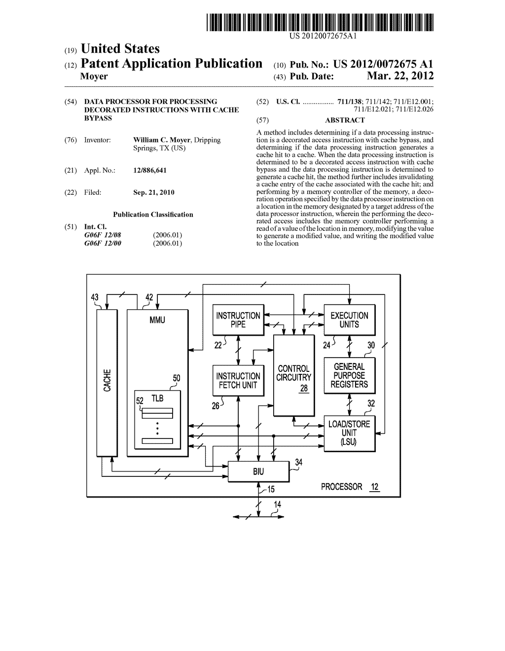 DATA PROCESSOR FOR PROCESSING DECORATED INSTRUCTIONS WITH CACHE BYPASS - diagram, schematic, and image 01