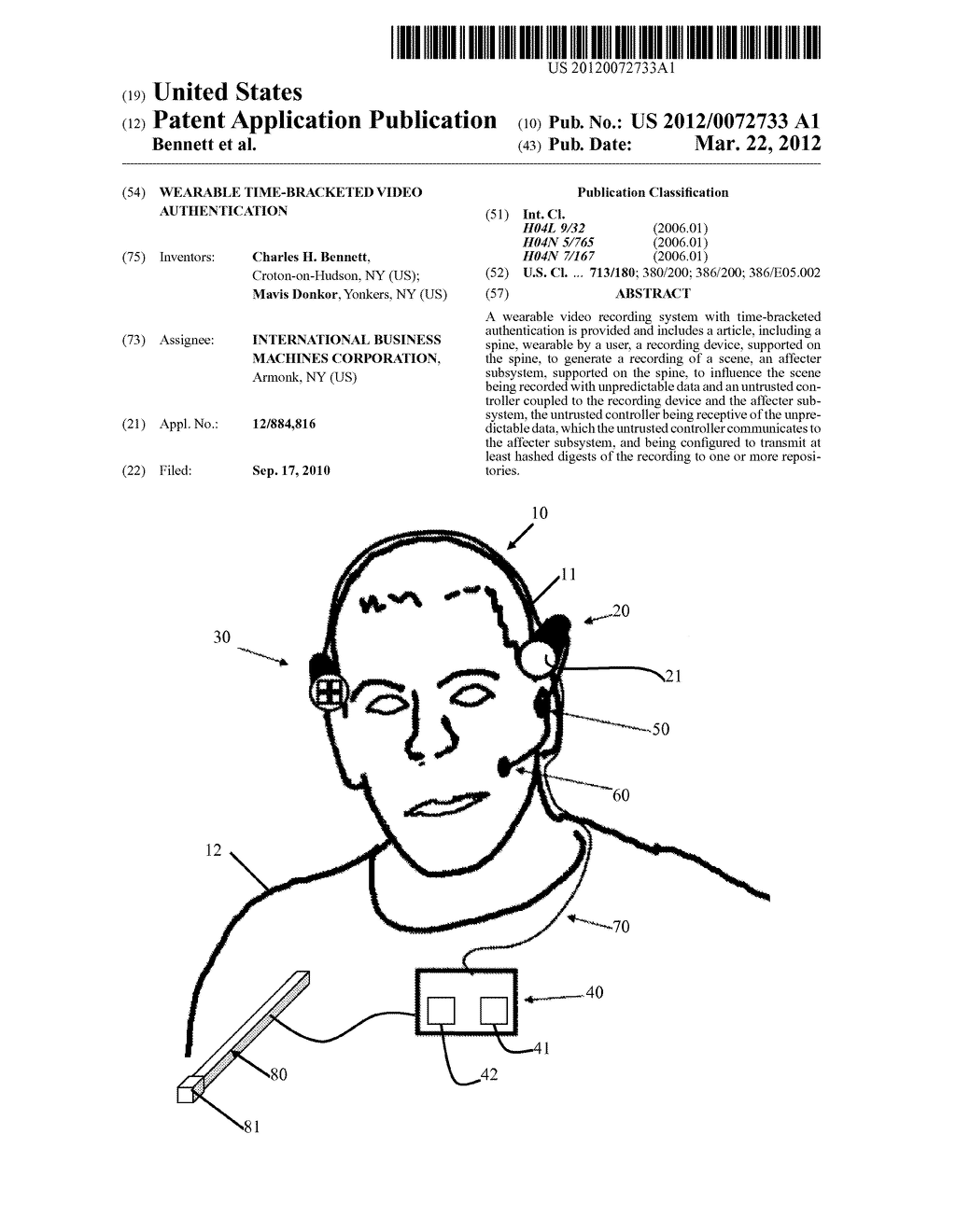 WEARABLE TIME-BRACKETED VIDEO AUTHENTICATION - diagram, schematic, and image 01