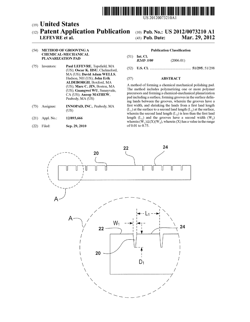 METHOD OF GROOVING A CHEMICAL-MECHANICAL PLANARIZATION PAD - diagram, schematic, and image 01