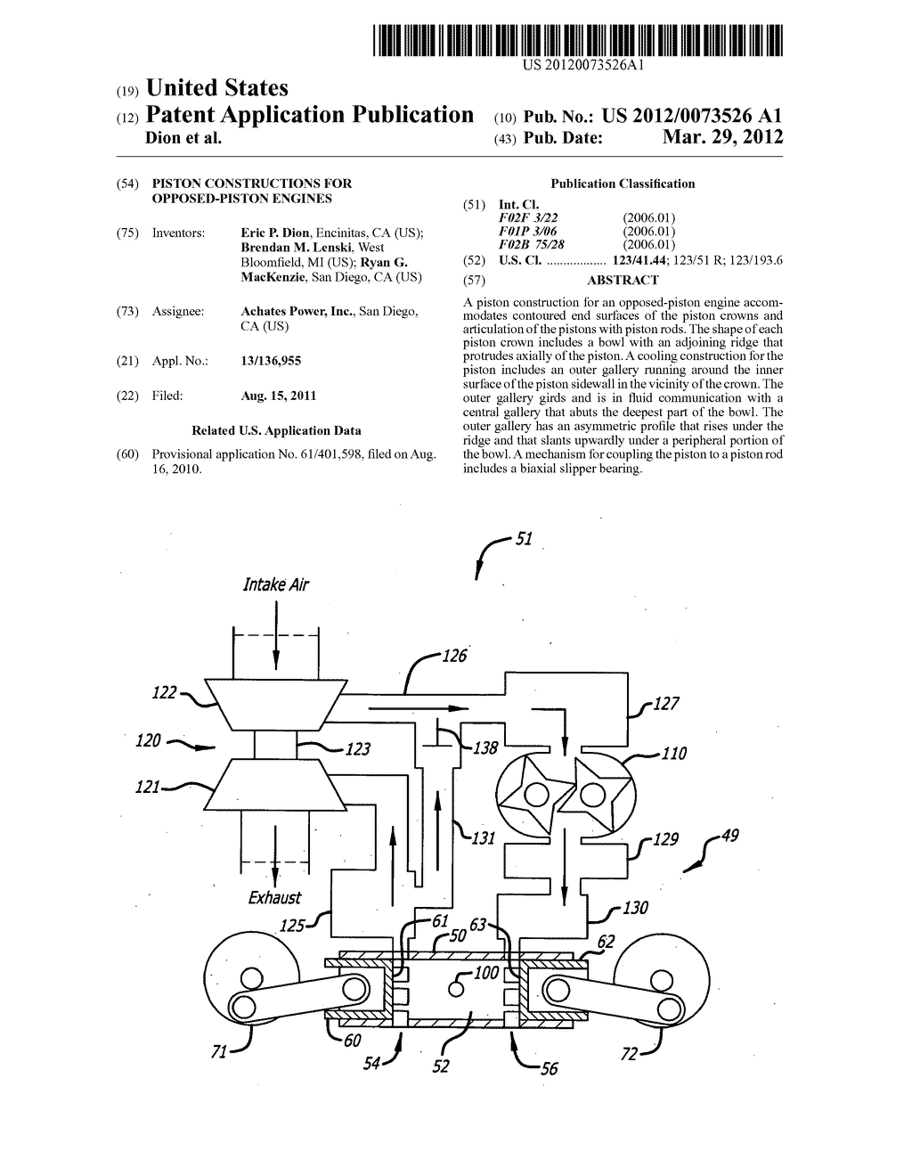 Piston constructions for opposed-piston engines - diagram, schematic, and image 01