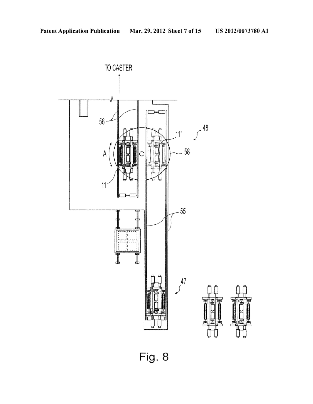 STRIP CASTING APPARATUS FOR RAPID SET AND CHANGE OF CASTING ROLLS - diagram, schematic, and image 08