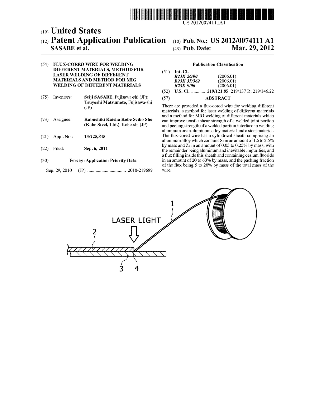 FLUX-CORED WIRE FOR WELDING DIFFERENT MATERIALS, METHOD FOR LASER WELDING     OF DIFFERENT MATERIALS AND METHOD FOR MIG WELDING OF DIFFERENT MATERIALS - diagram, schematic, and image 01