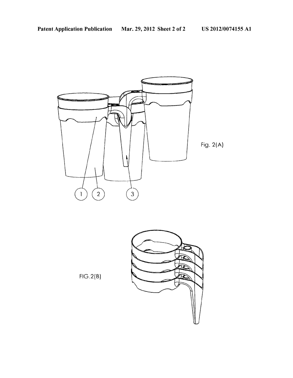 Integral handle and holder for removable cups - diagram, schematic, and image 03