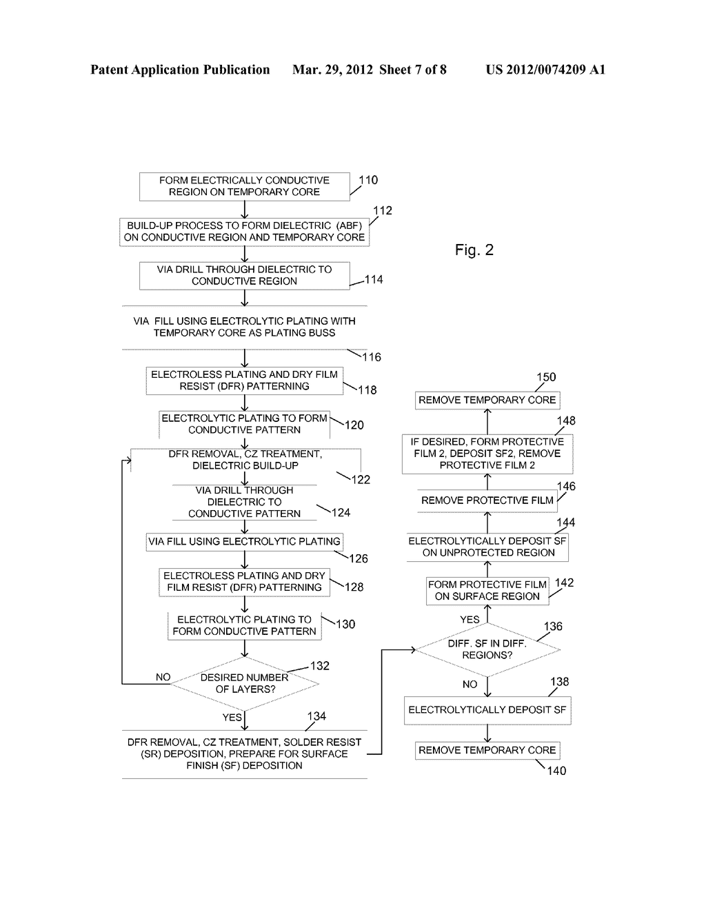 ELECTROLYTIC DEPOSITON AND VIA FILLING IN CORELESS SUBSTRATE PROCESSING - diagram, schematic, and image 08