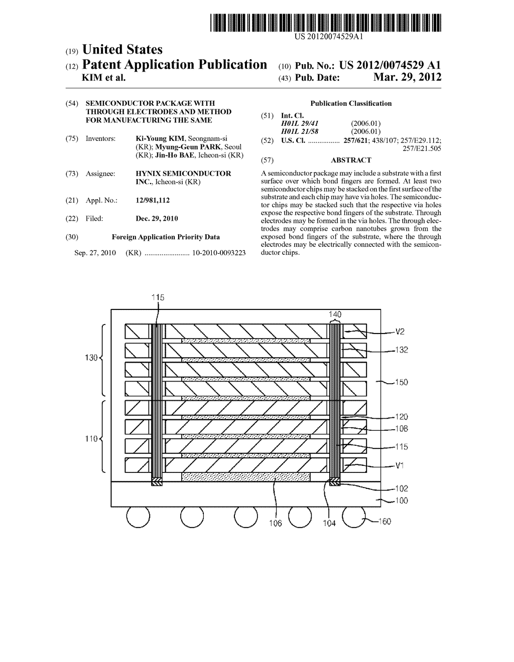 SEMICONDUCTOR PACKAGE WITH THROUGH ELECTRODES AND METHOD FOR MANUFACTURING     THE SAME - diagram, schematic, and image 01