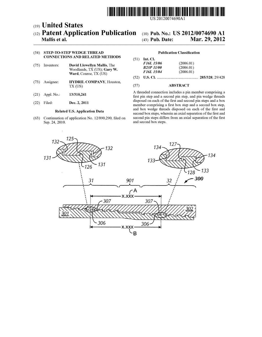 STEP-TO-STEP WEDGE THREAD CONNECTIONS AND RELATED METHODS - diagram, schematic, and image 01