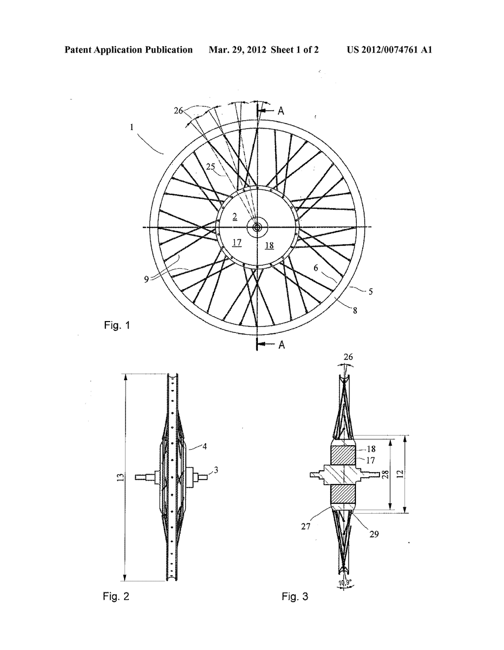 Wheel for a vehicle operable by muscular force and in particular for a     bicycle with an auxiliary motor - diagram, schematic, and image 02