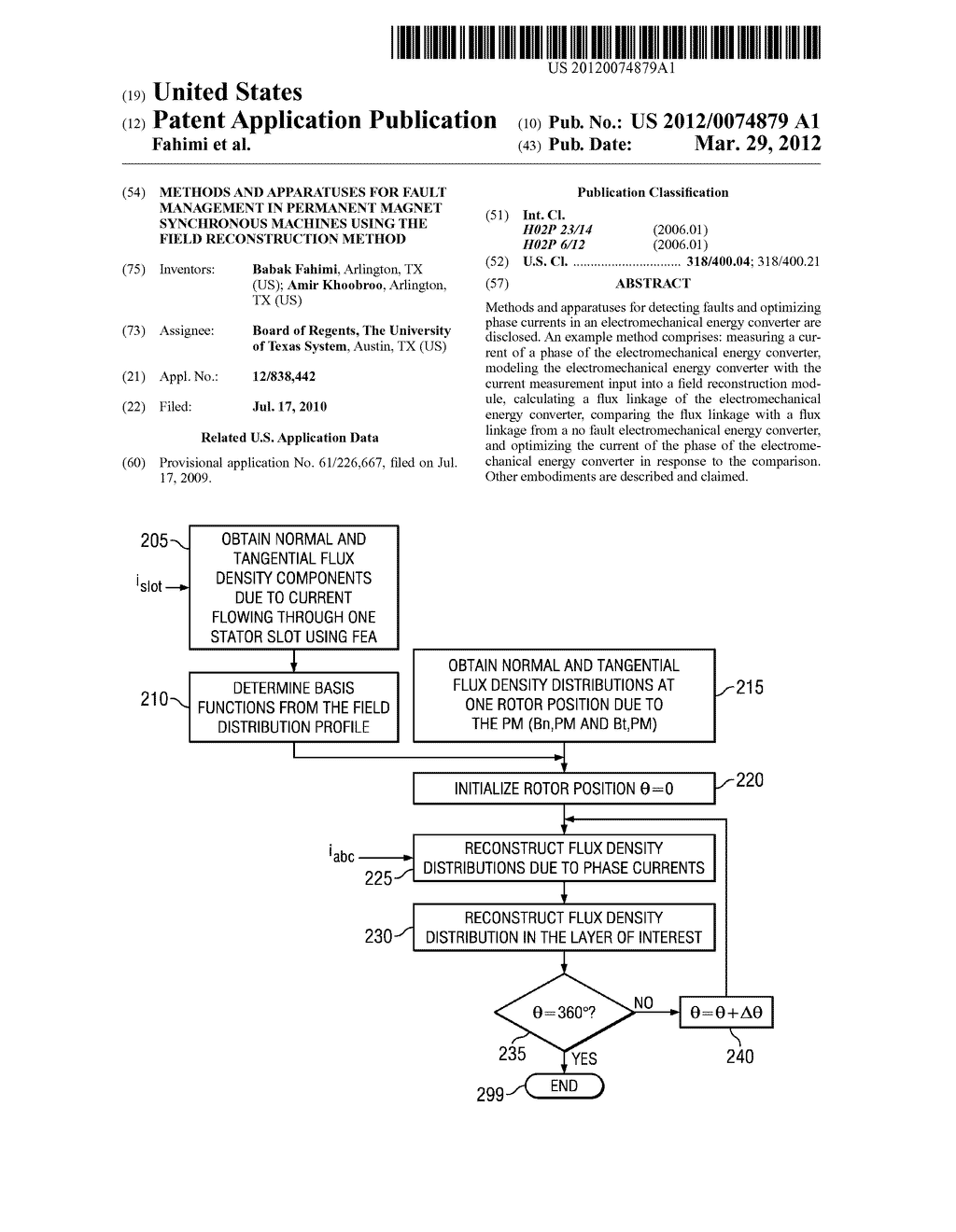 Methods and Apparatuses for Fault Management in Permanent Magnet     Synchronous Machines Using the Field Reconstruction Method - diagram, schematic, and image 01