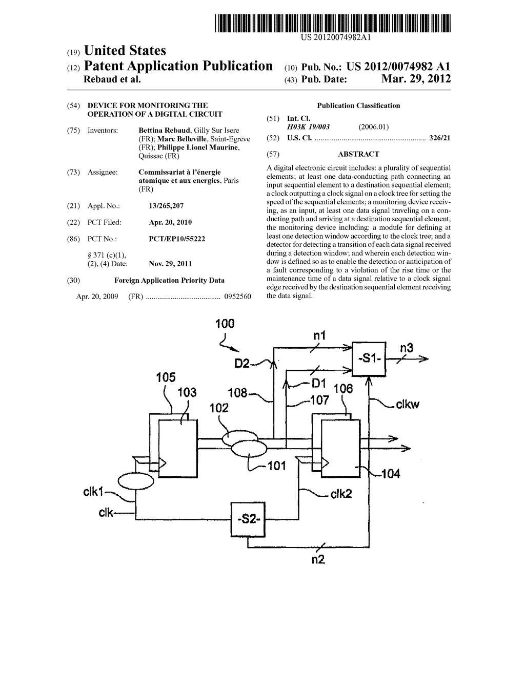 DEVICE FOR MONITORING THE OPERATION OF A DIGITAL CIRCUIT - diagram, schematic, and image 01