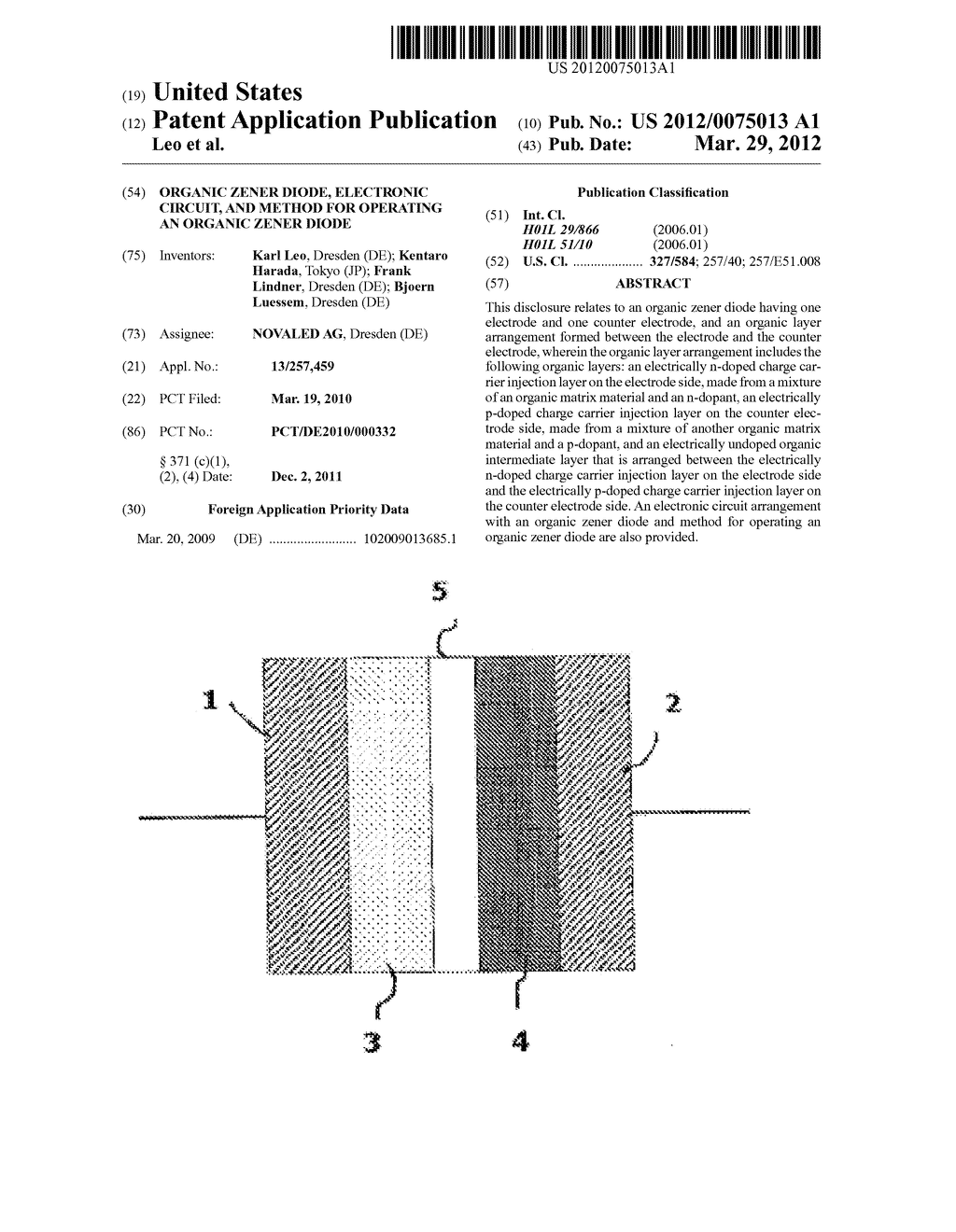 Organic Zener Diode, Electronic Circuit, and Method for Operating an     Organic Zener Diode - diagram, schematic, and image 01