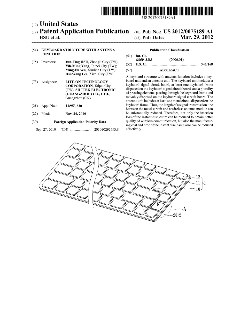 KEYBOARD STRUCTURE WITH ANTENNA FUNCTION - diagram, schematic, and image 01