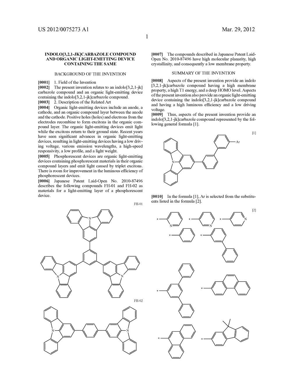 INDOLO[3,2,1-JK]CARBAZOLE COMPOUND AND ORGANIC LIGHT-EMITTING DEVICE     CONTAINING THE SAME - diagram, schematic, and image 03