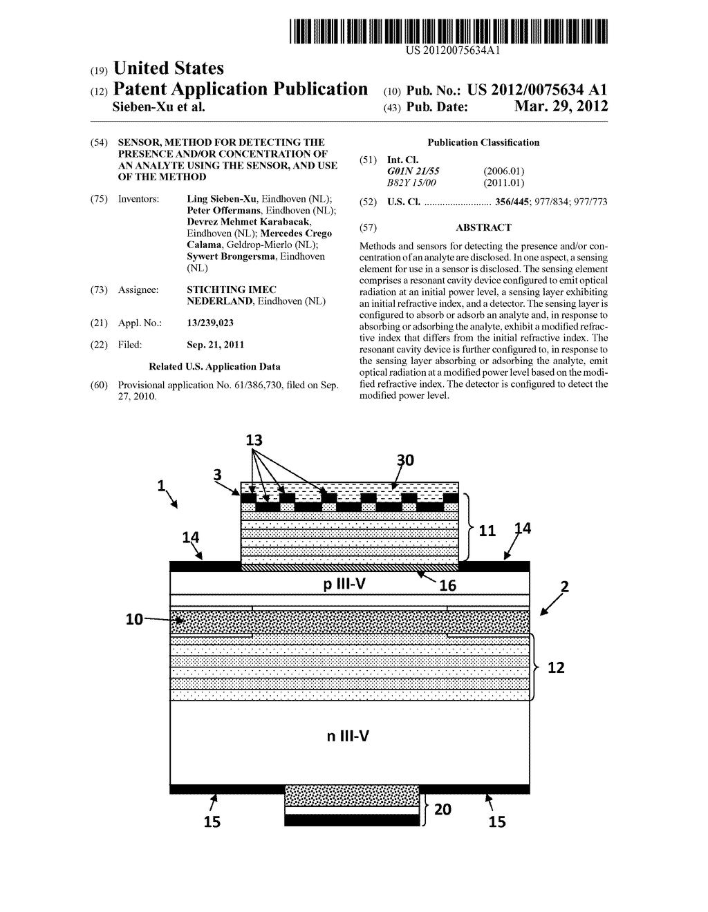 Sensor, Method for Detecting The Presence and/or Concentration of an     Analyte Using the Sensor, and Use of the Method - diagram, schematic, and image 01