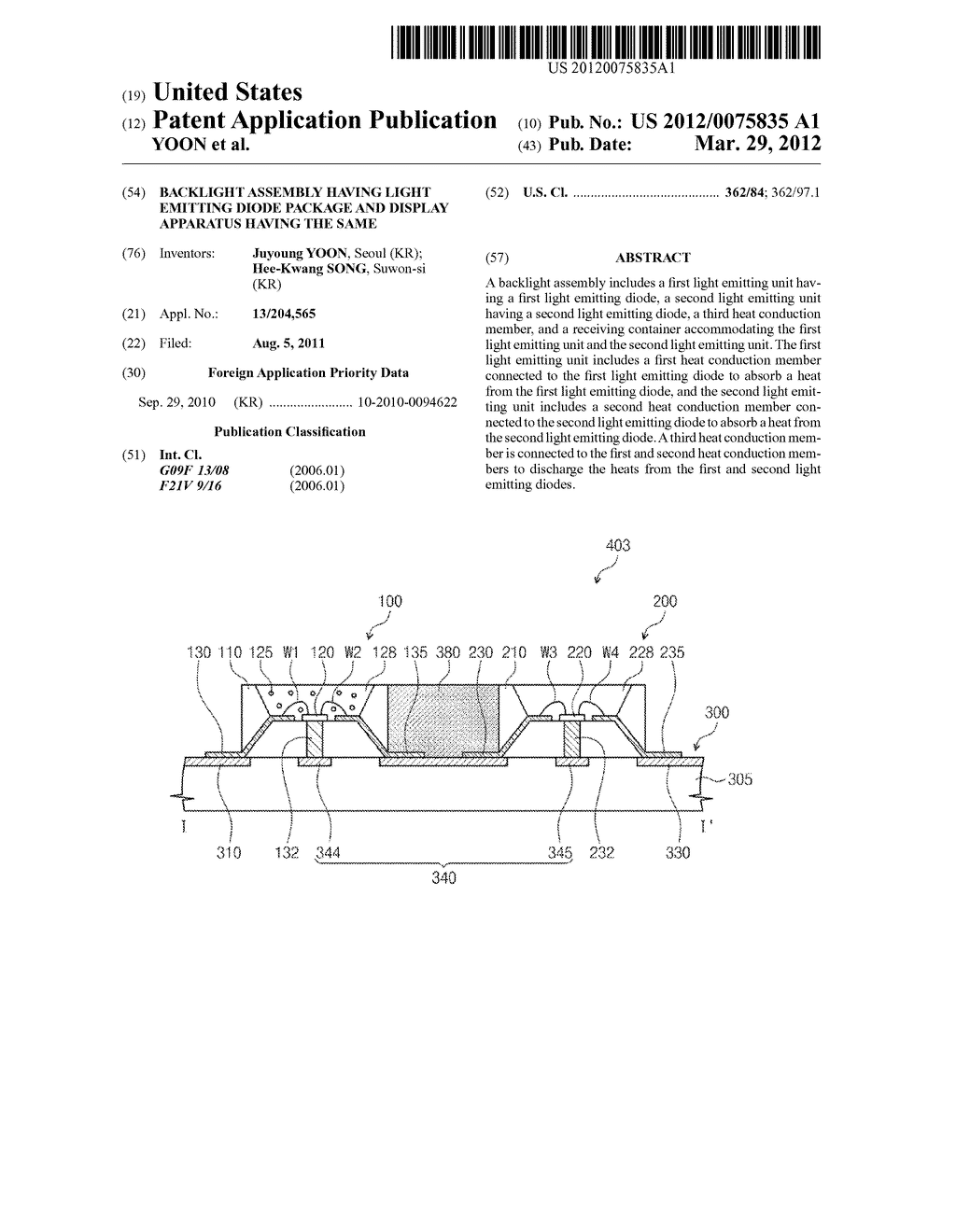 BACKLIGHT ASSEMBLY HAVING LIGHT EMITTING DIODE PACKAGE AND DISPLAY     APPARATUS HAVING THE SAME - diagram, schematic, and image 01