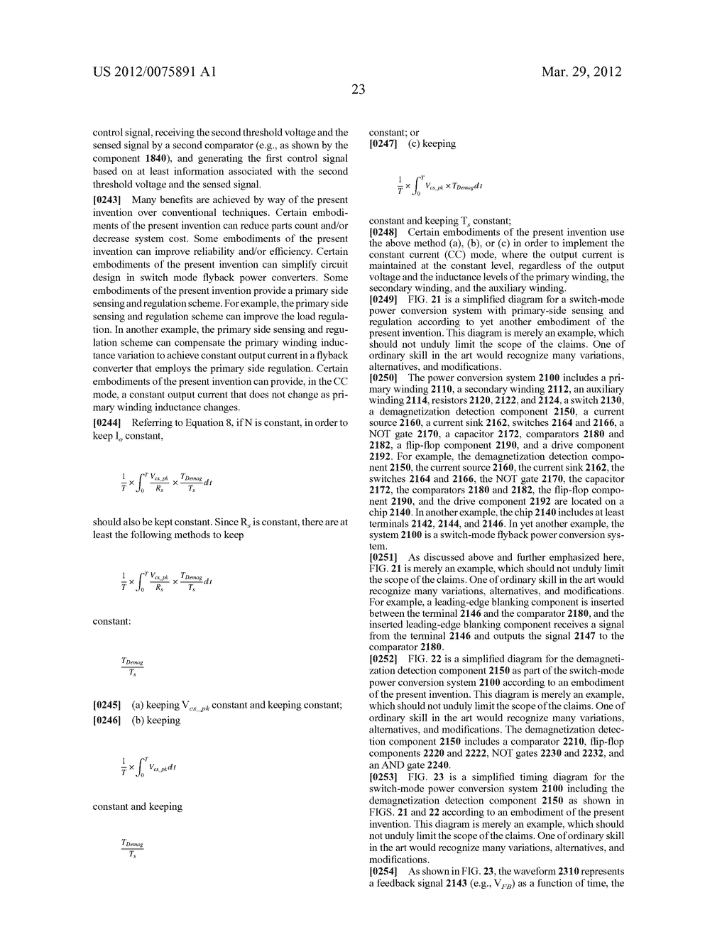 SYSTEMS AND METHODS FOR CONSTANT VOLTAGE MODE AND CONSTANT CURRENT MODE IN     FLYBACK POWER CONVERTERS WITH PRIMARY-SIDE SENSING AND REGULATION - diagram, schematic, and image 71