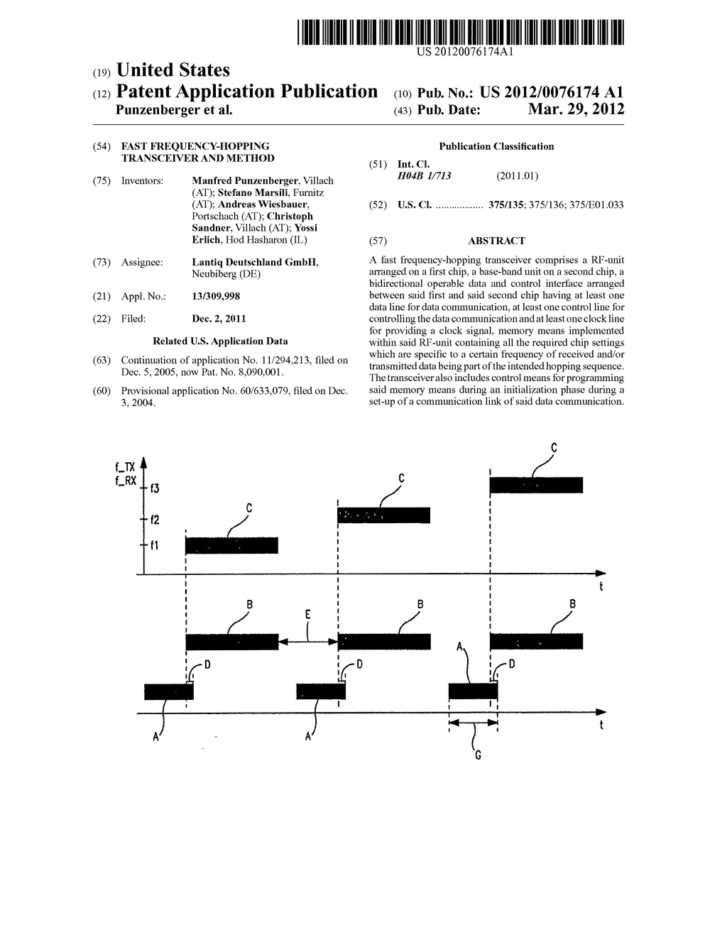 FAST FREQUENCY-HOPPING TRANSCEIVER AND METHOD - diagram, schematic, and image 01